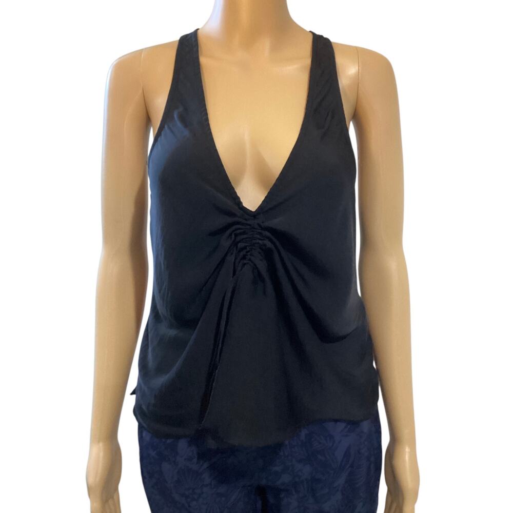 Free People‎ Black Cinch Front Racerback Tank Top size M